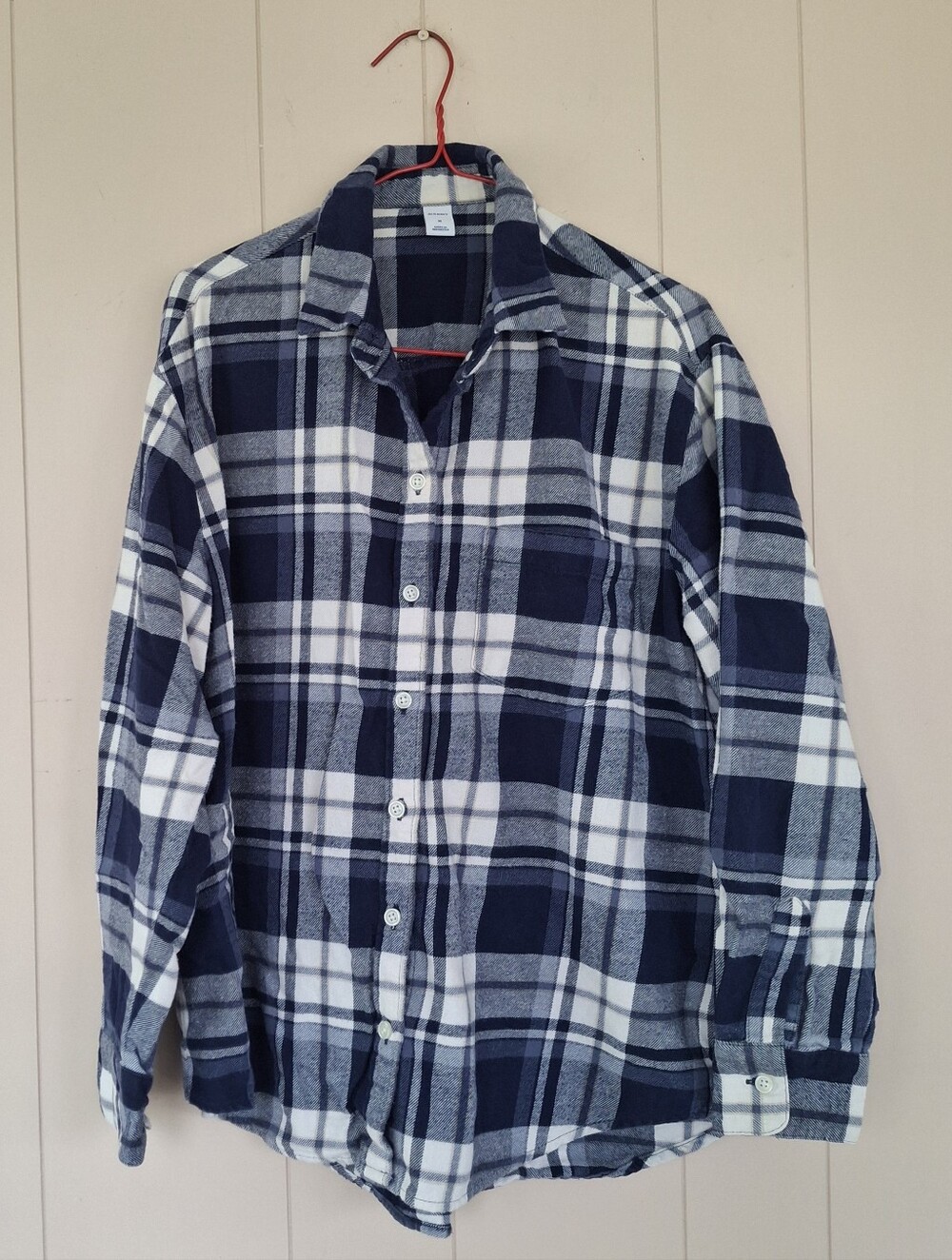 Medium Blue Plaid Long Sleeve Button Down Shirt Old Navy